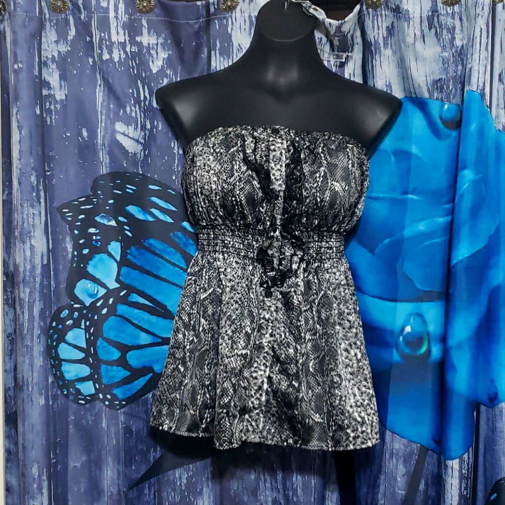 Peplum button down tube blouse sz L